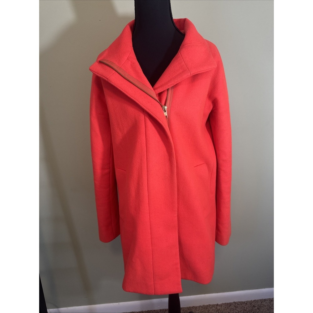 J.CREW Peacoat "City Coat" Cocoon Stadium Jacket Zip Orange‎ Womens Size 6